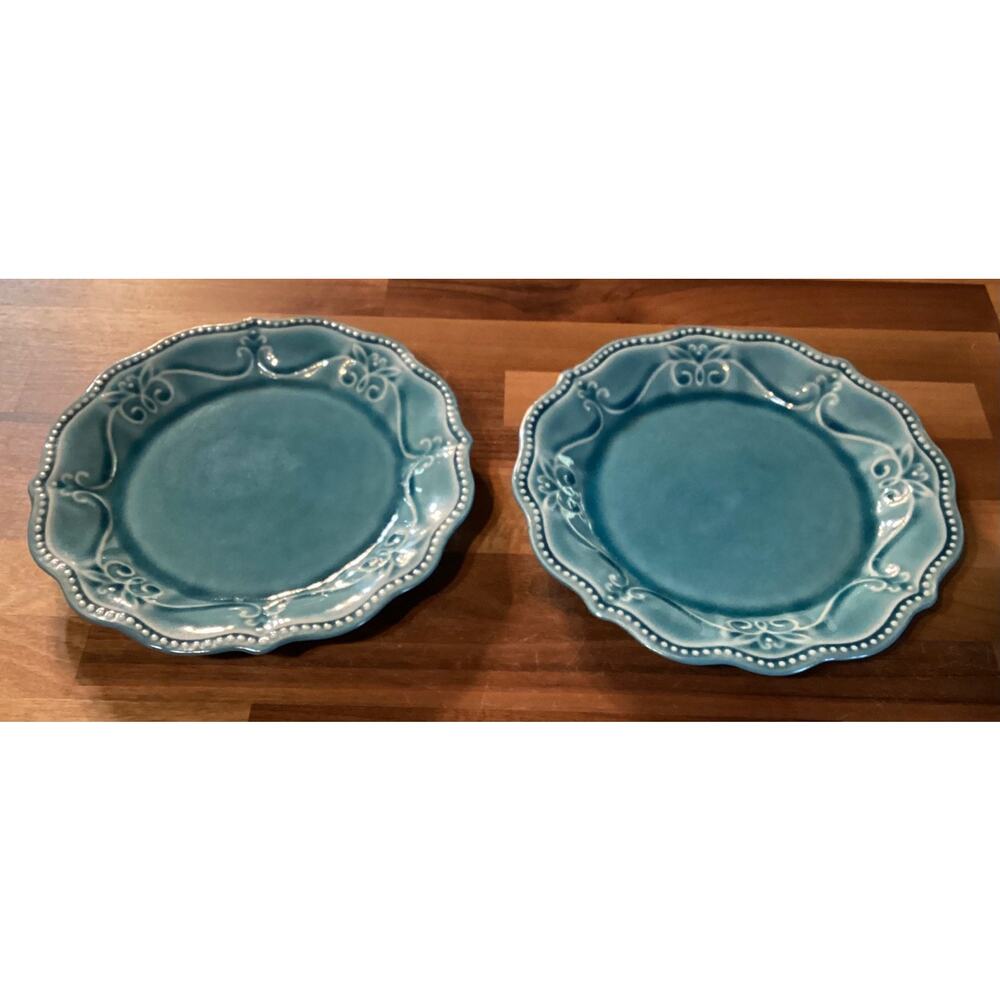Pioneer Woman Set of 2 Salad Dessert Plates Paige Denim Blue 8”